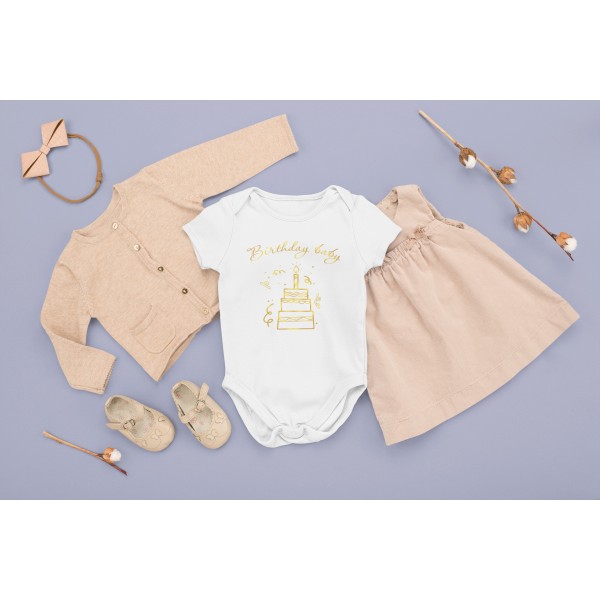 Бебешко боди - Birthday Baby Gold
