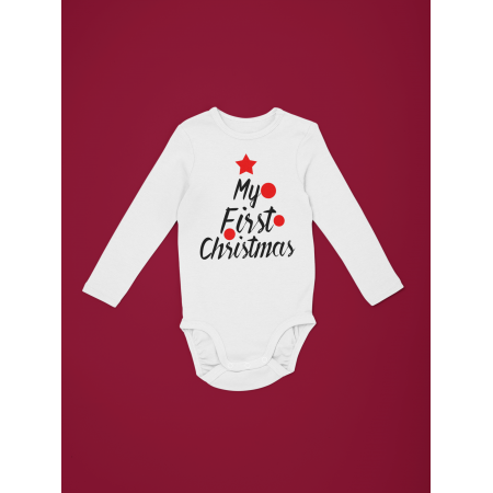 Коледно бебешко боди с дълъг ръкав My First Christmas