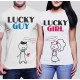 Комплект тениски за влюбени - Lucky Guy и Lucky Girl