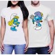 Комплект тениски за влюбени - Smurf и Smurfette
